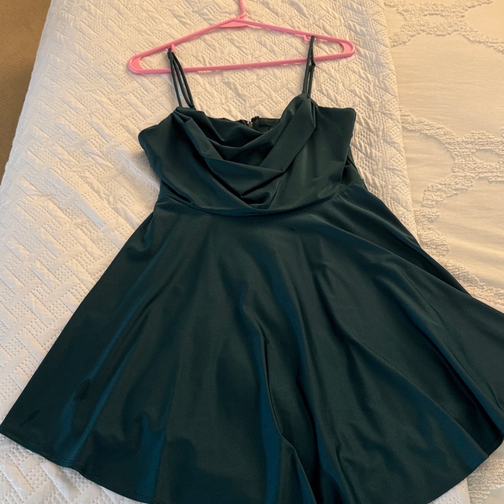Elegant Teal Spaghetti Strap Dress